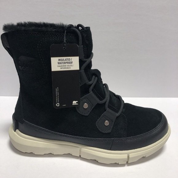 Sorel Women’s Explorer II Joan Black Waterproof Winter Boots Size 7M